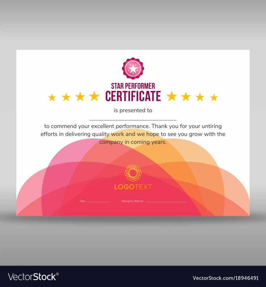 Abstract creative pink star performer certificate Vector Image