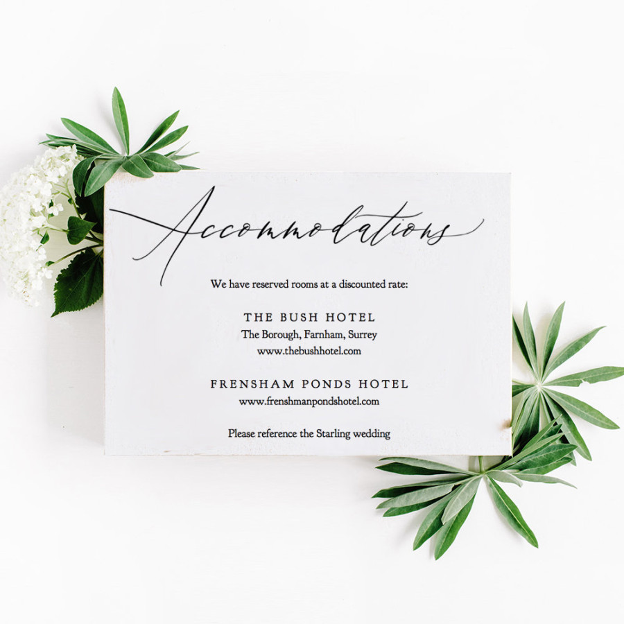 Accommodations Card Template Printable Accommodation Card Wedding