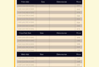 Advertising Rate Card Template