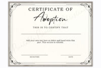 Adoption Certificate Template: A Formal Document For Legal Recognition