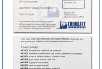 Forklift Operator Certification Card Template