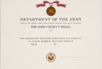 Army Good Conduct Medal Certificate Template