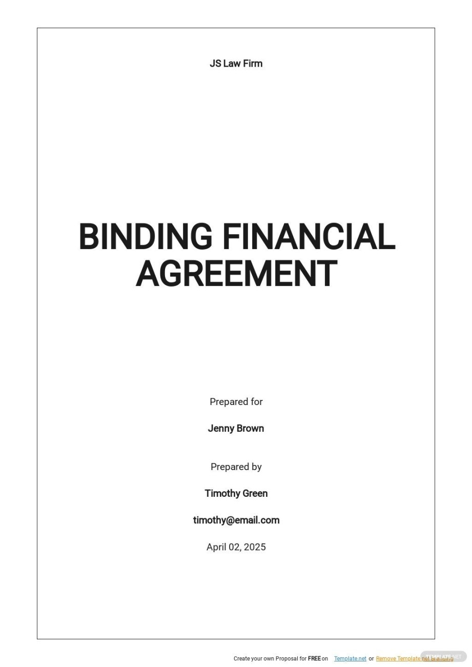 Binding Financial Agreement Template in Word, PDF, Google Docs