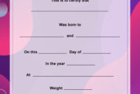 Template For A Girl’s Birth Certificate