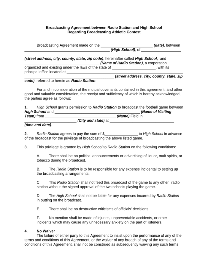 broadcasting agreement Doc Template  pdfFiller