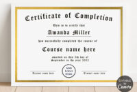 Certificate Of Completion Template