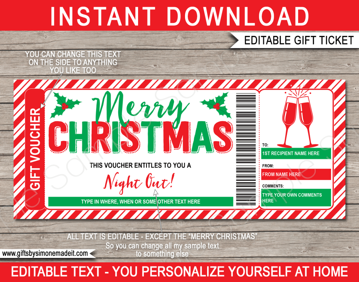 Christmas Night Out Gift Certificate template