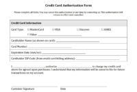 Credit Card Payment Slip Template