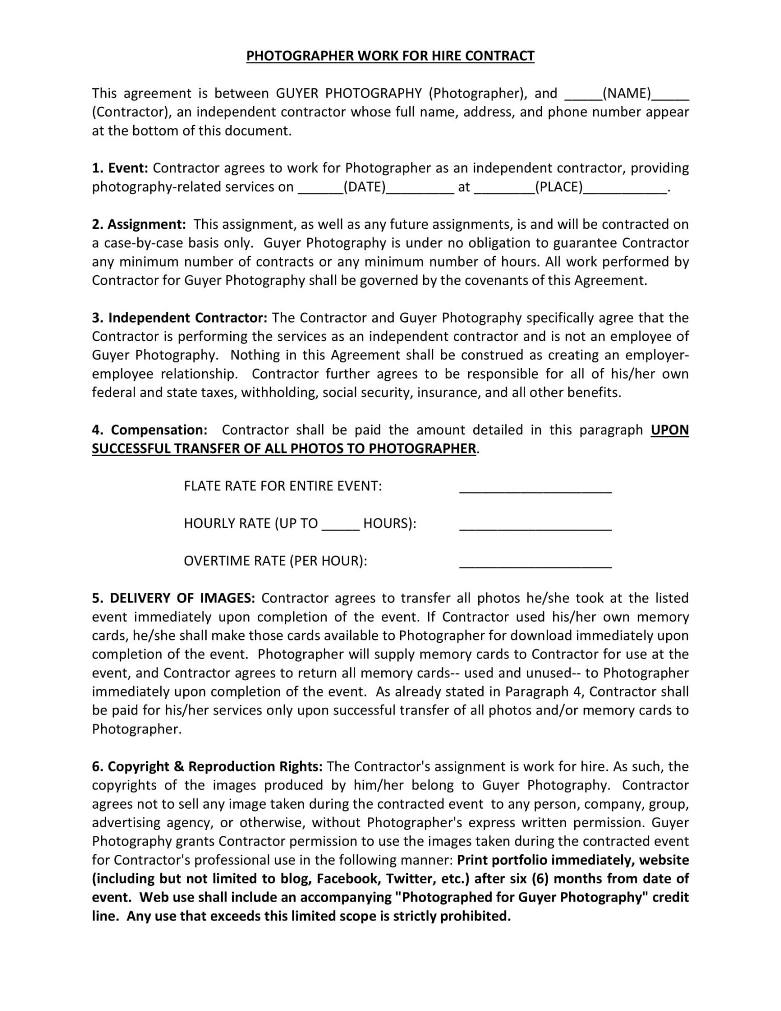 Credit Hire Agreement Template - Sfiveband