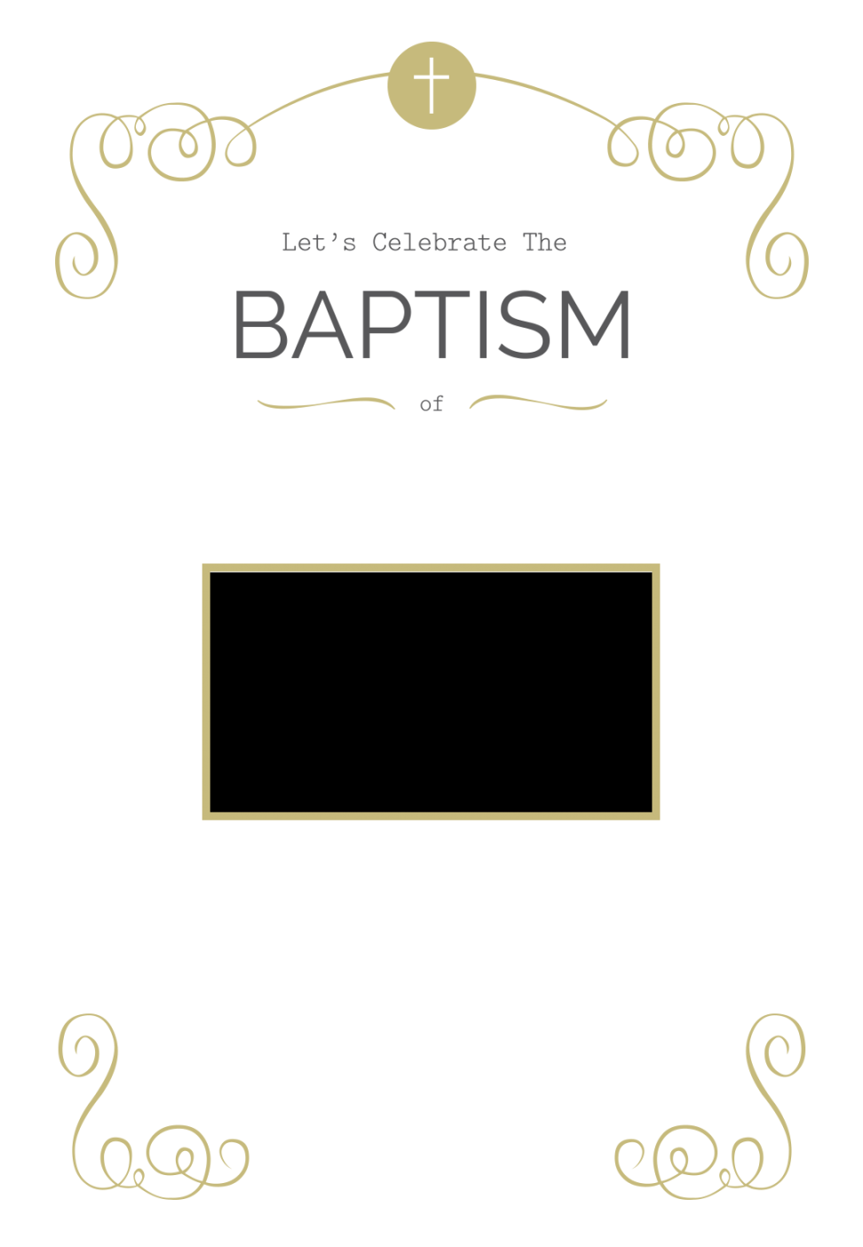 Cross And Scrolling - Baptism & Christening Invitation Template