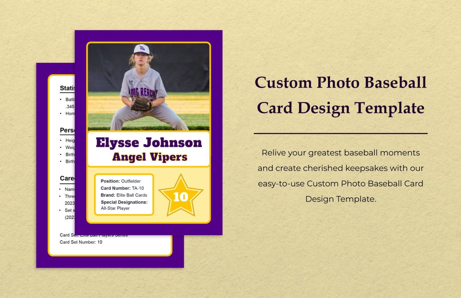 Custom Photo Baseball Card Design Template in Word, PSD