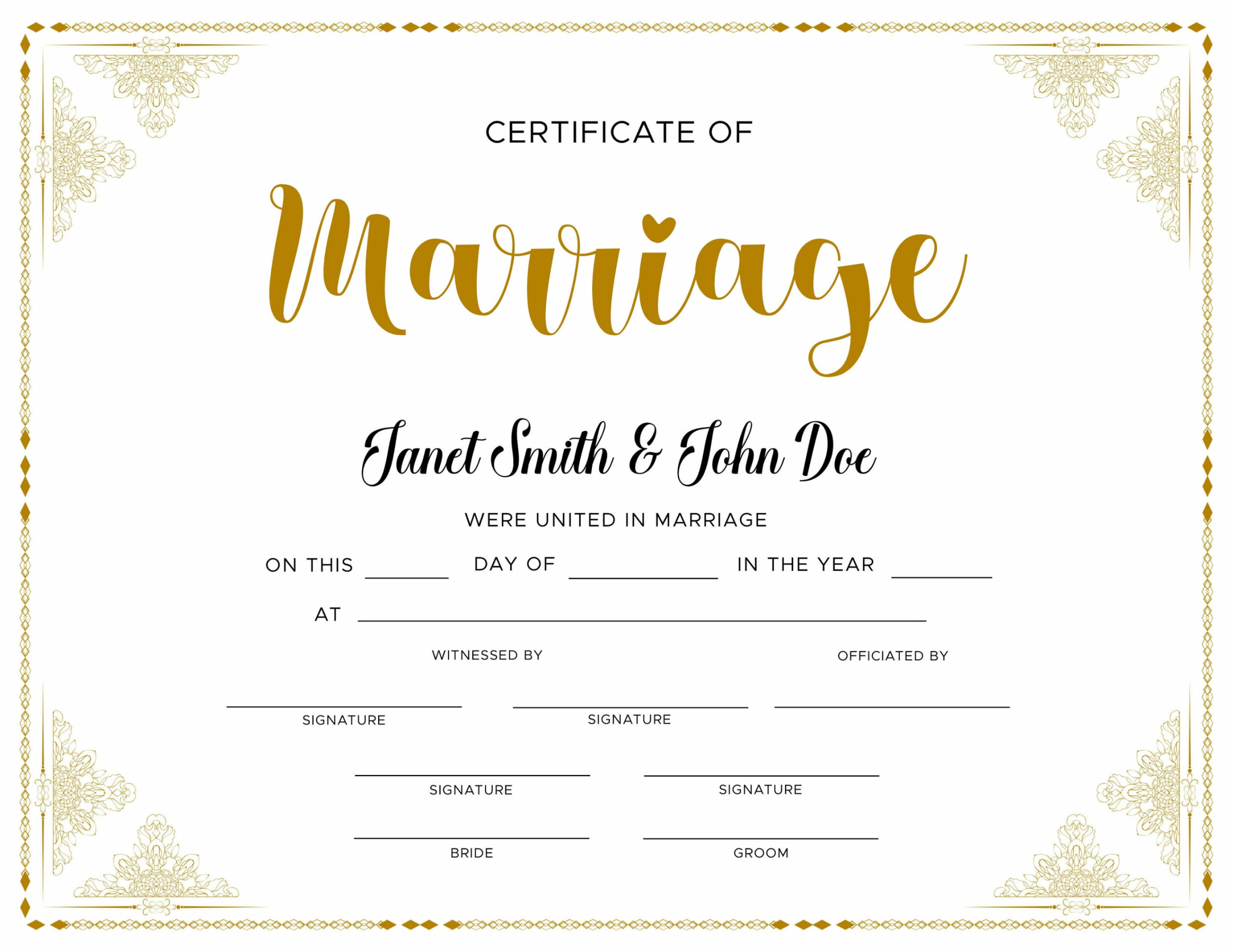 Editable Marriage Certificate