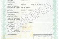 South African Birth Certificate Template