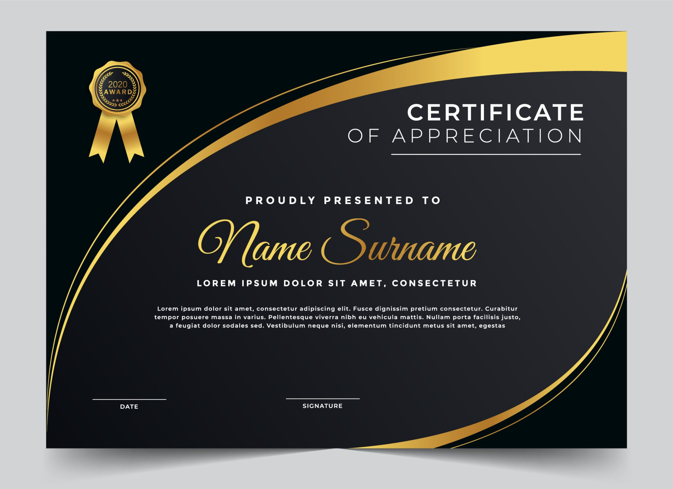 Excellence Award Certificate Template – GraphicsFamily