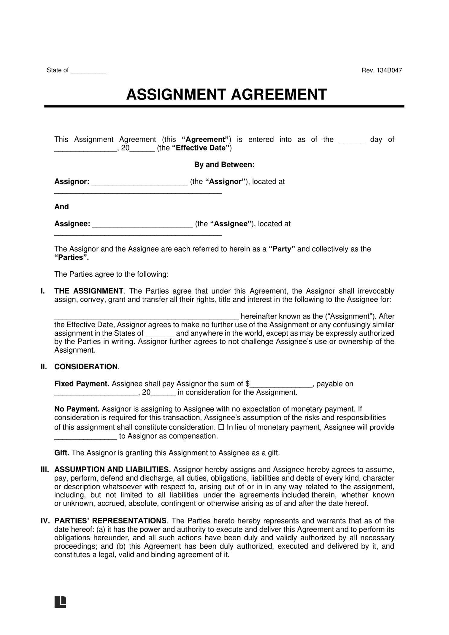 Free Assignment Agreement Template  Sample (PDF & Word)