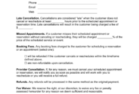 Cancellation Policy Template For Formal Bookings