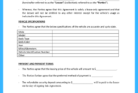 Vehicle Lease Agreement Template