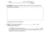 Camera Equipment Rental Agreement Template