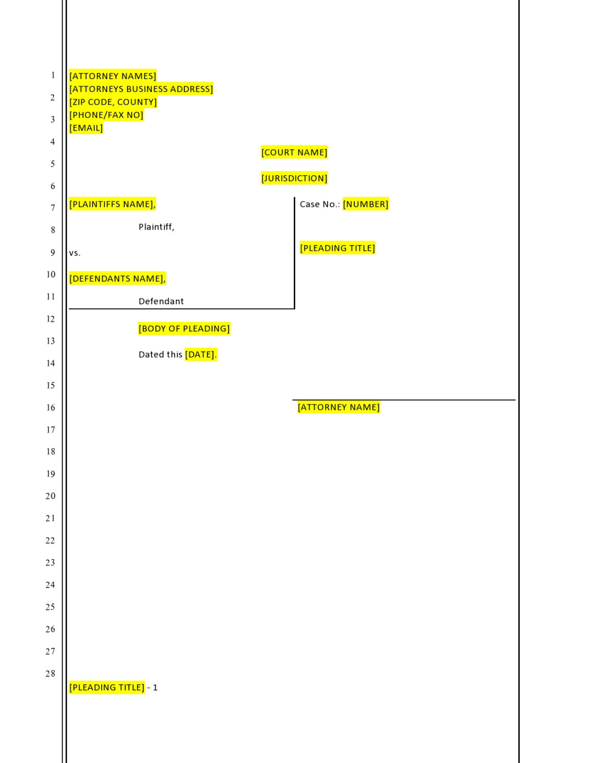 Free Pleading Paper Templates [Word, PDF] ᐅ TemplateLab