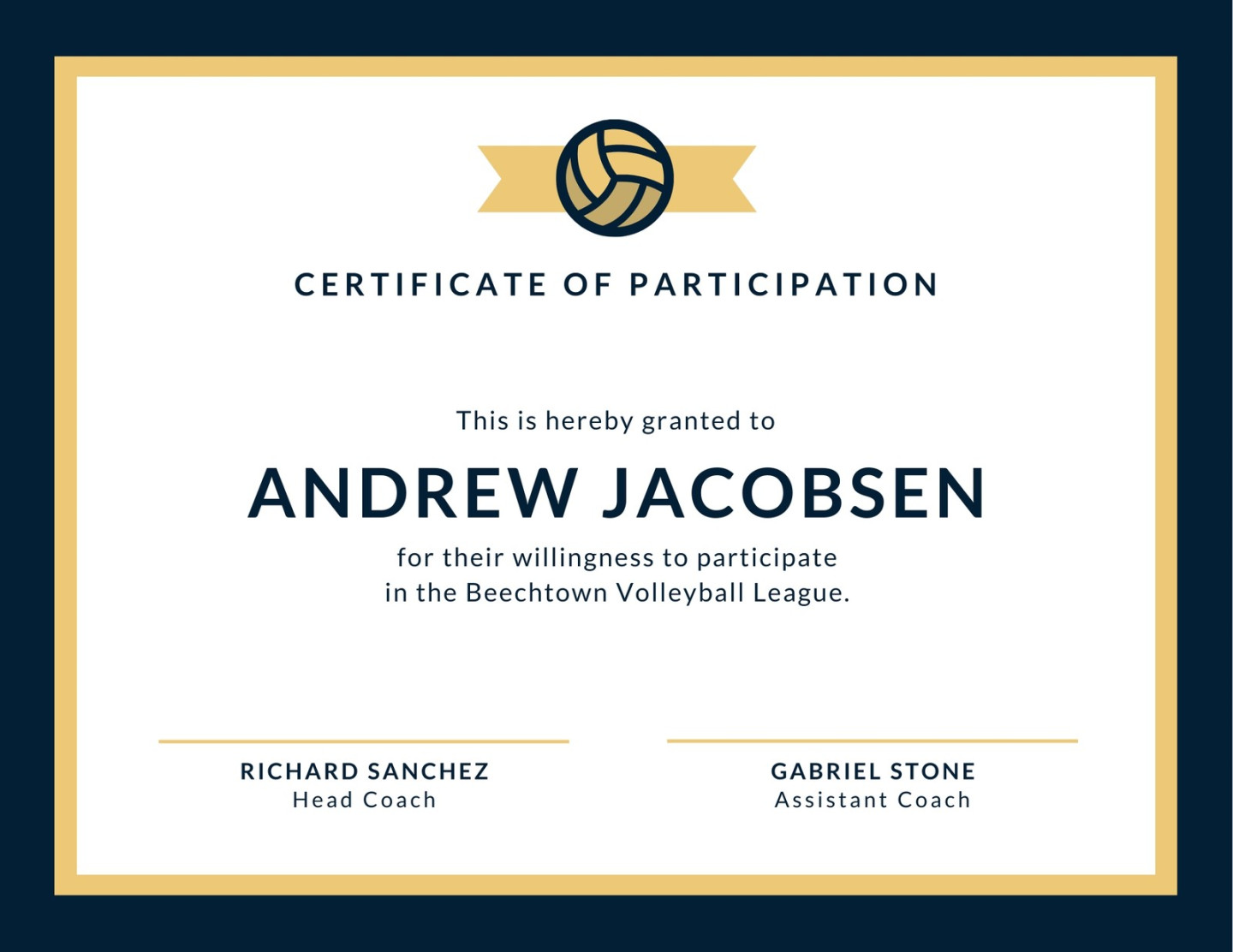 Free printable, customizable sport certificate templates  Canva