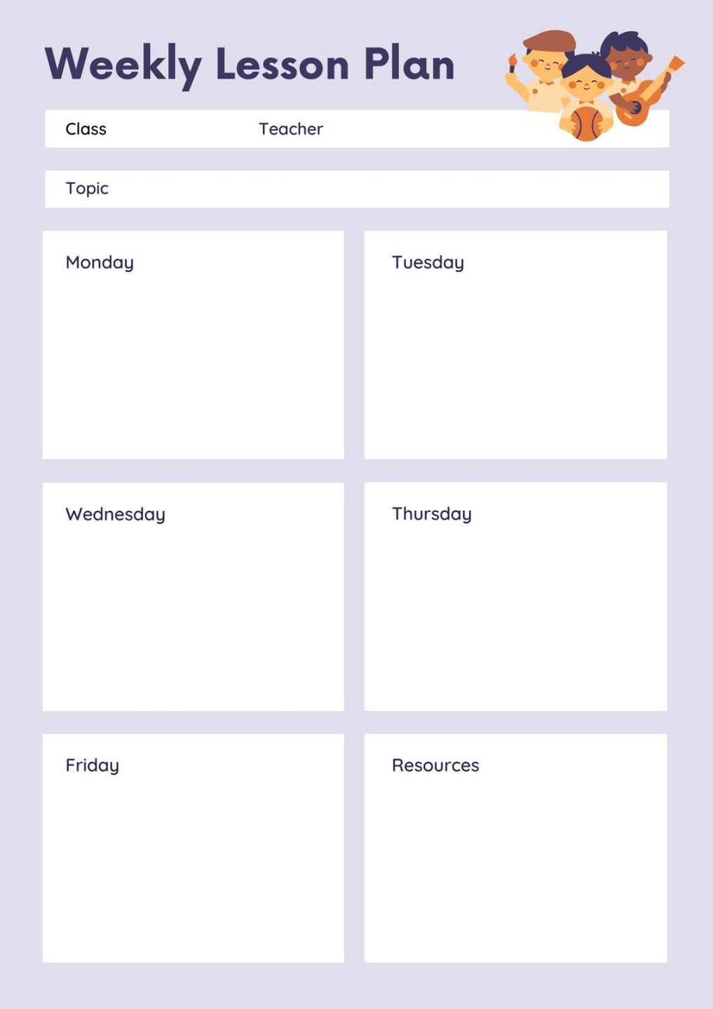 Free, printable, customizable toddler lesson plan templates  Canva