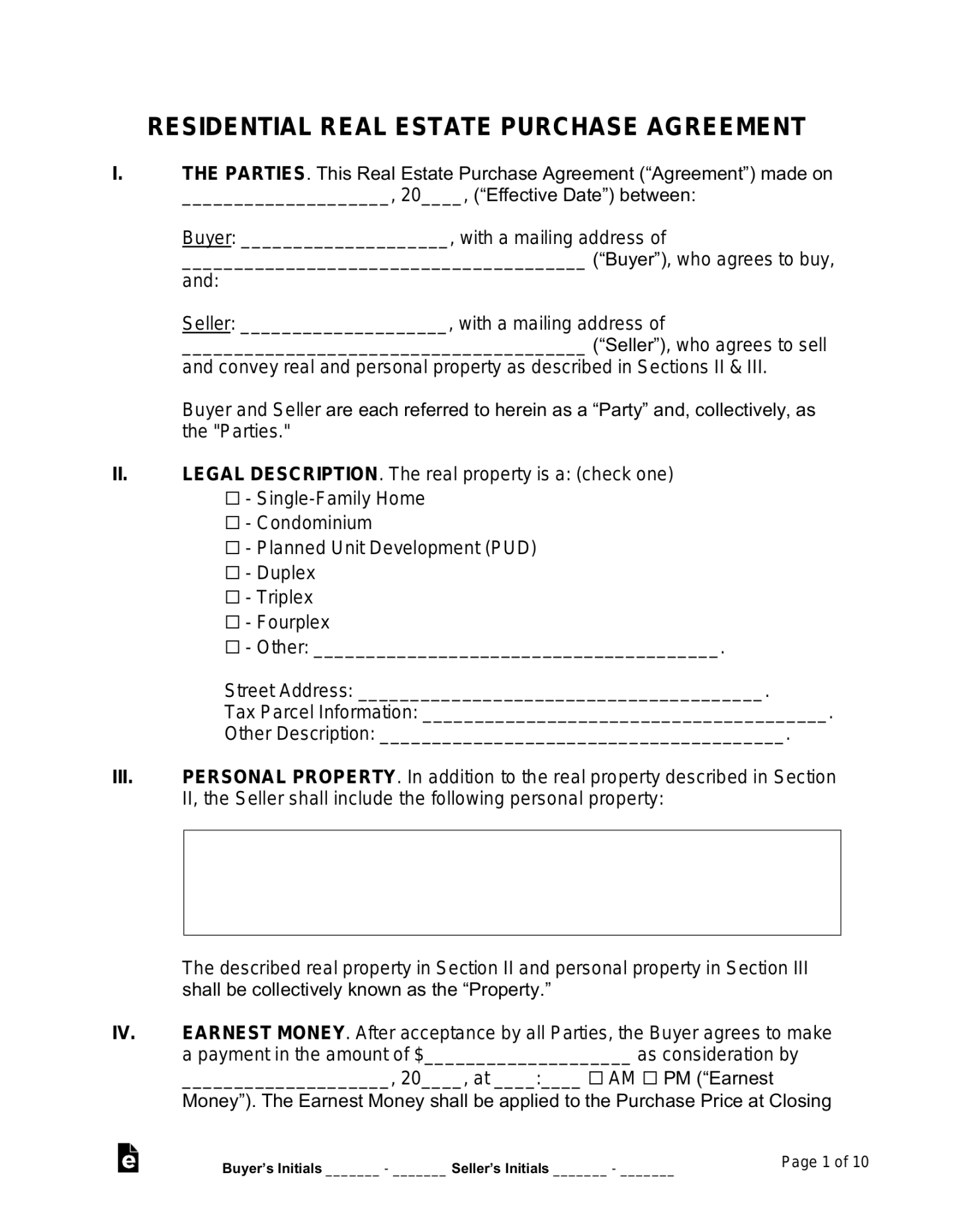 Free Purchase and Sale Agreement Template - PDF  Word – eForms