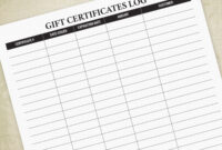 Gift Certificate Log Template