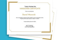 Handover Certificate Template For Formal Projects