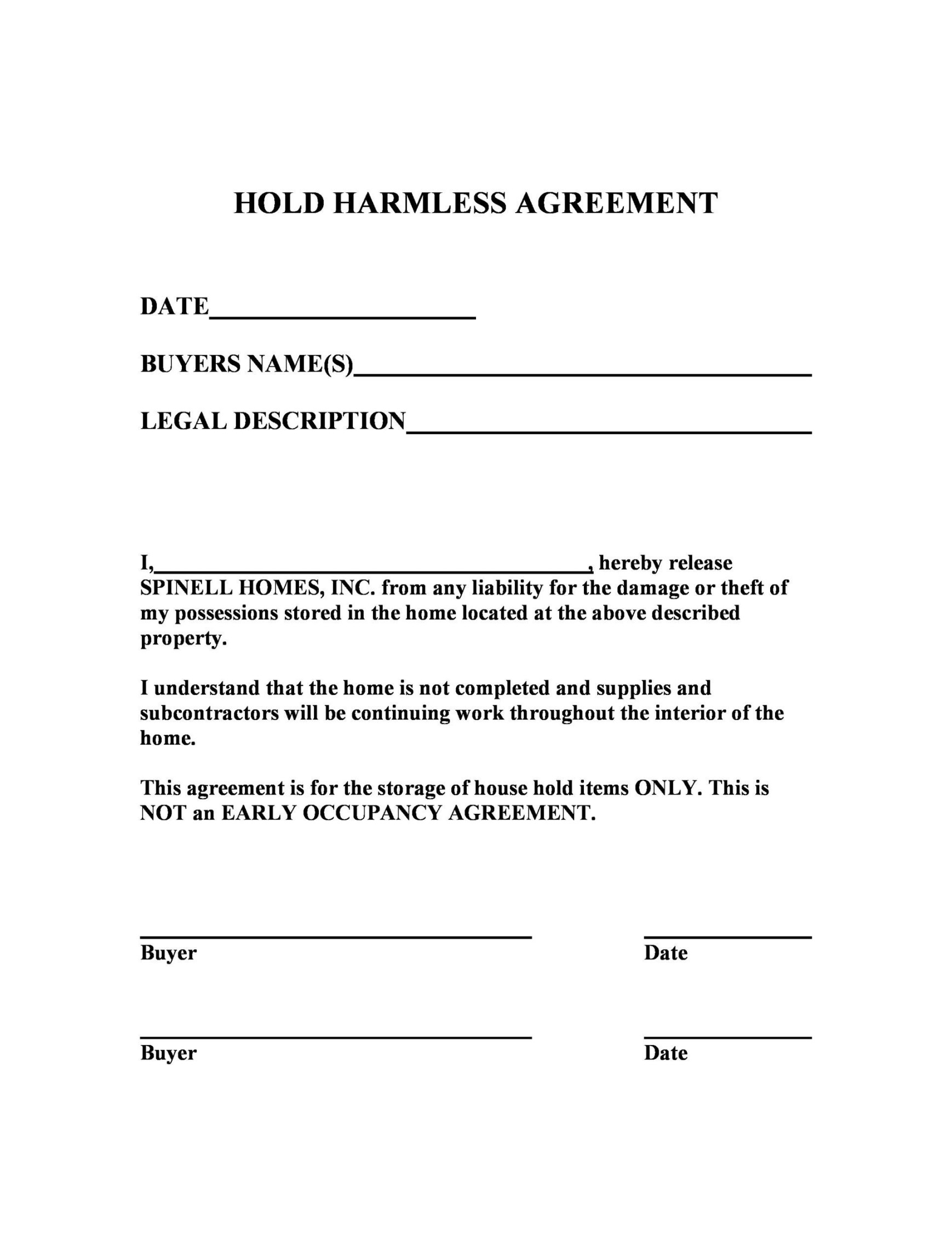 + Hold Harmless Agreement Templates (Free) ᐅ TemplateLab