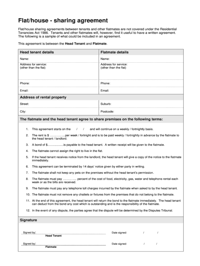 House Sharing Form - Fill Online, Printable, Fillable, Blank