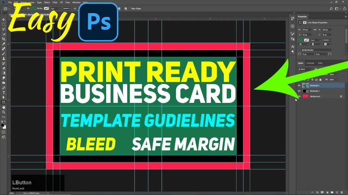 How to create print ready business card template in Photoshop with bleed  and safe area