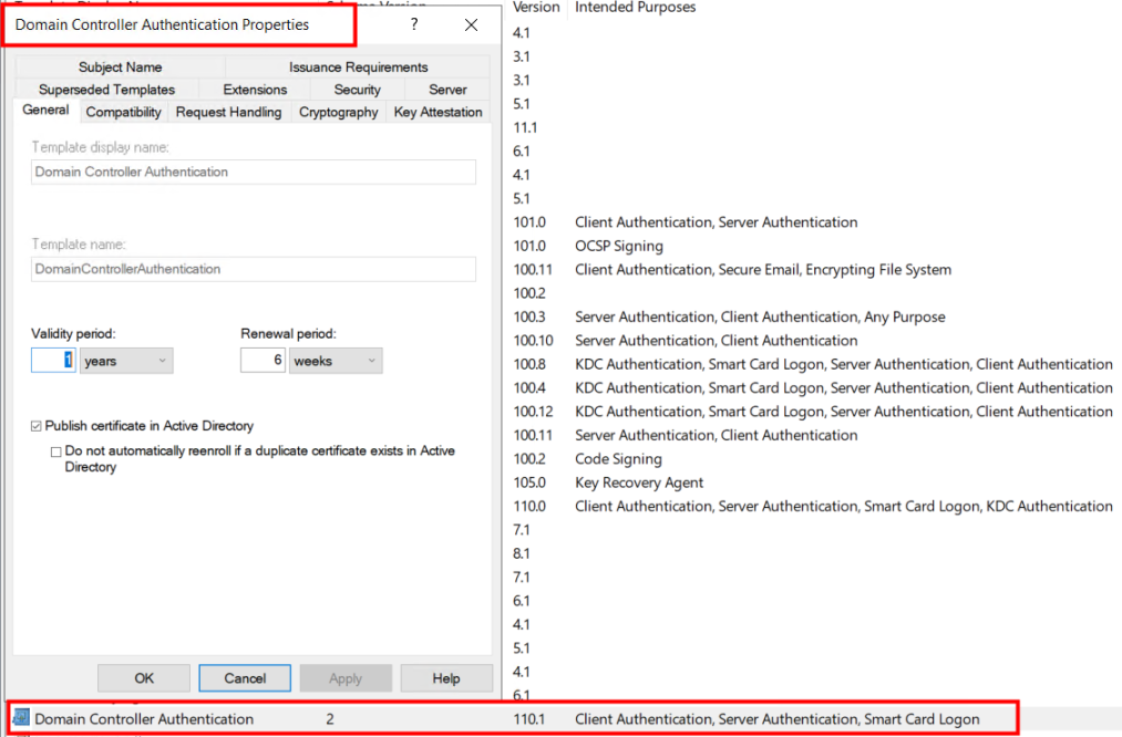 KDC certificate for the domain controller - Windows Event Log