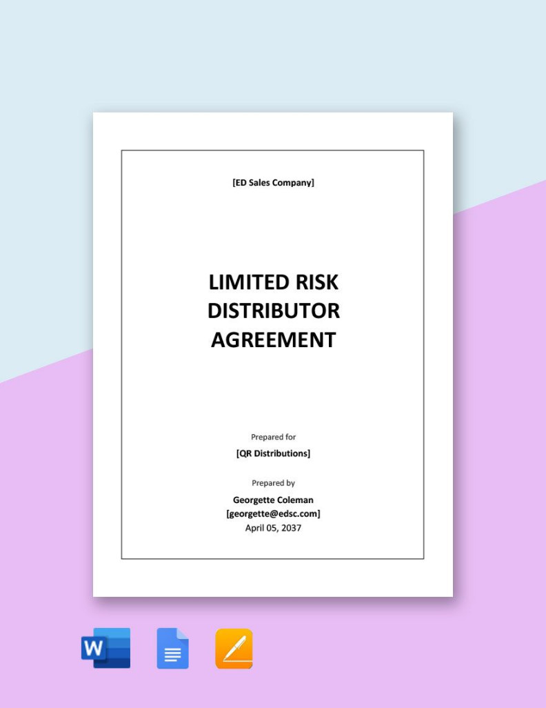 Limited Risk Distributor Agreement Template in Google Docs, Word