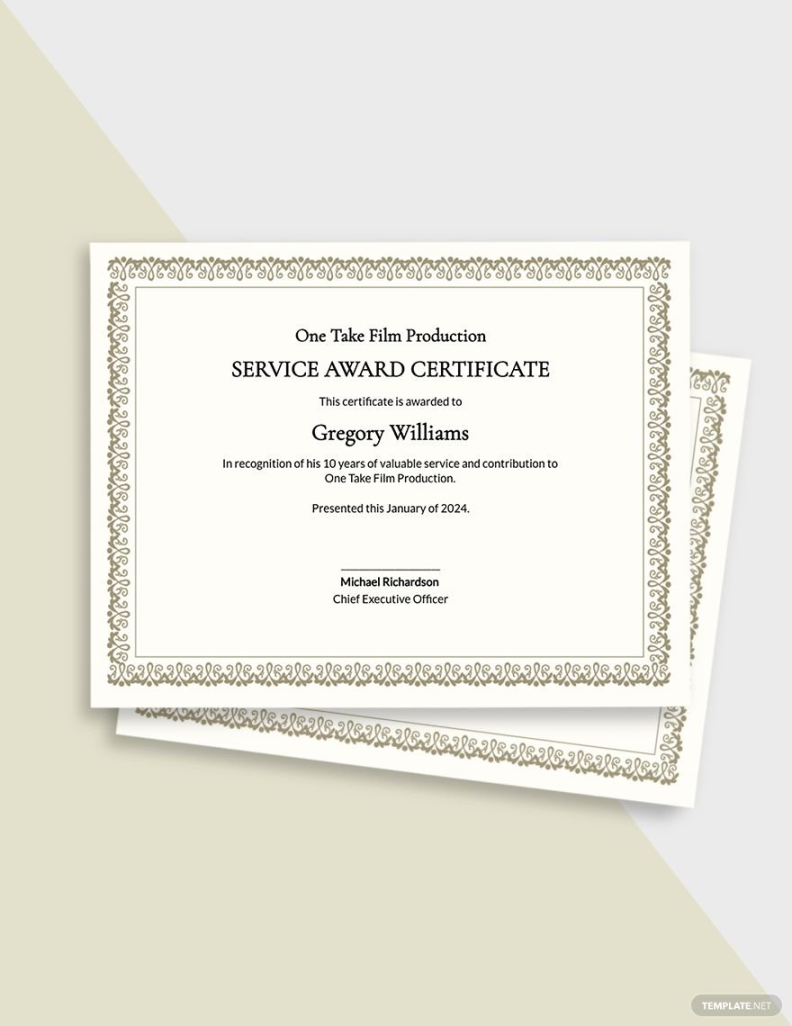 Long Service Award Certificate Template in Word, Publisher, Google