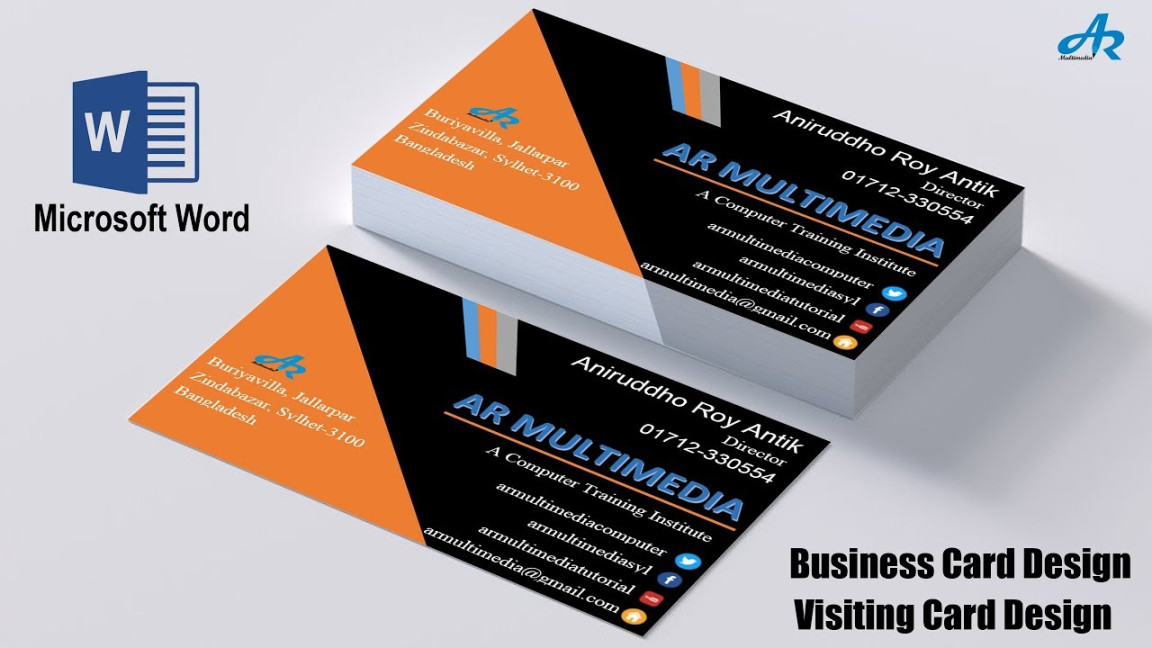 MS Word Tutorial: How To Create Professional Business Card Design in MS  WordBIZ Card Template