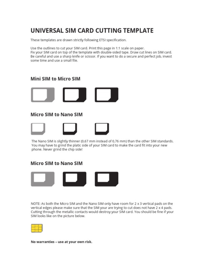 Sim Card Template PDF - Sample Template Ideas