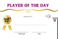 Player Of The Day Certificate