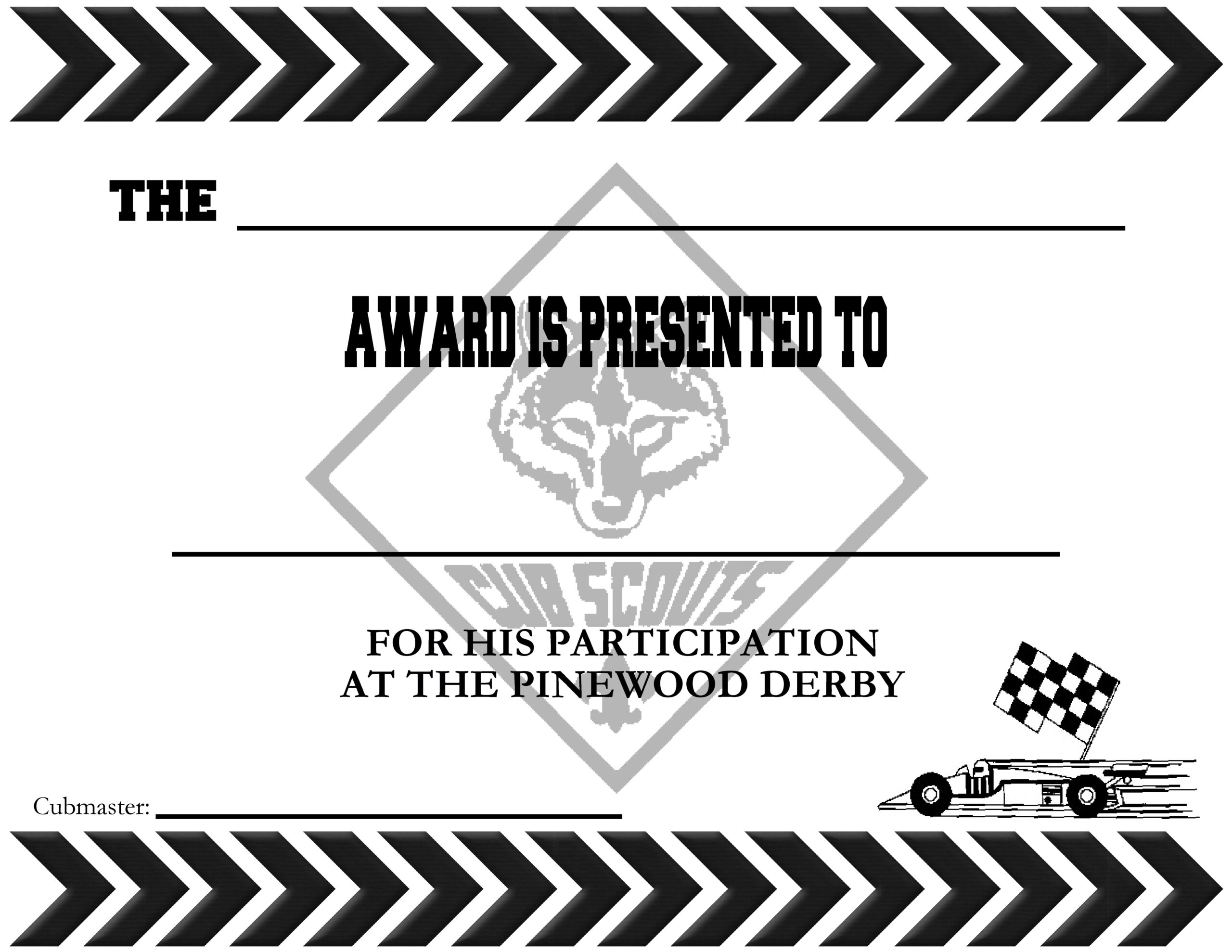 Pinewood Derby Certificates – The Idea Door