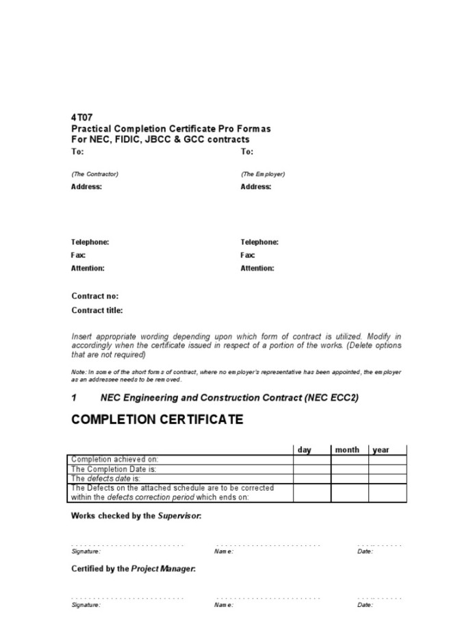 Practical Completion Certificate Profromas v-  PDF