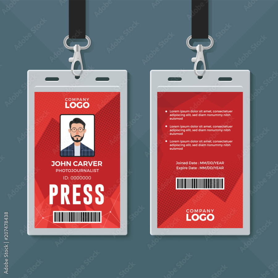 Press ID card design template Stock-Vektorgrafik  Adobe Stock