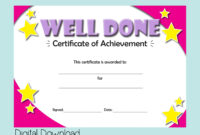 Certificate Of Achievement For Young Achievers