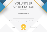 Volunteer Appreciation Certificate Template