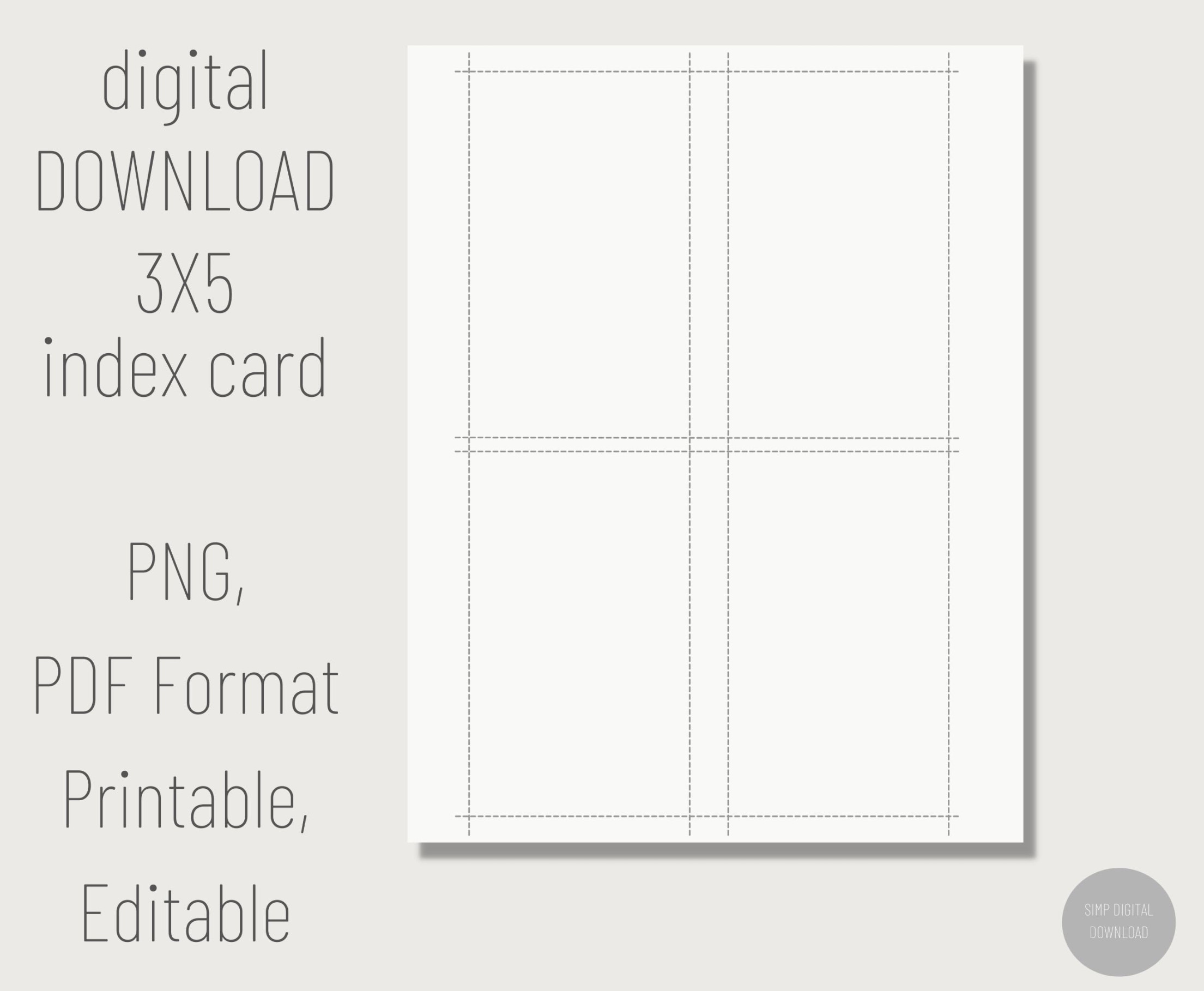 Printable x Index Card. Digital Index Card