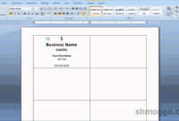 Blank Business Card Template For Microsoft Word