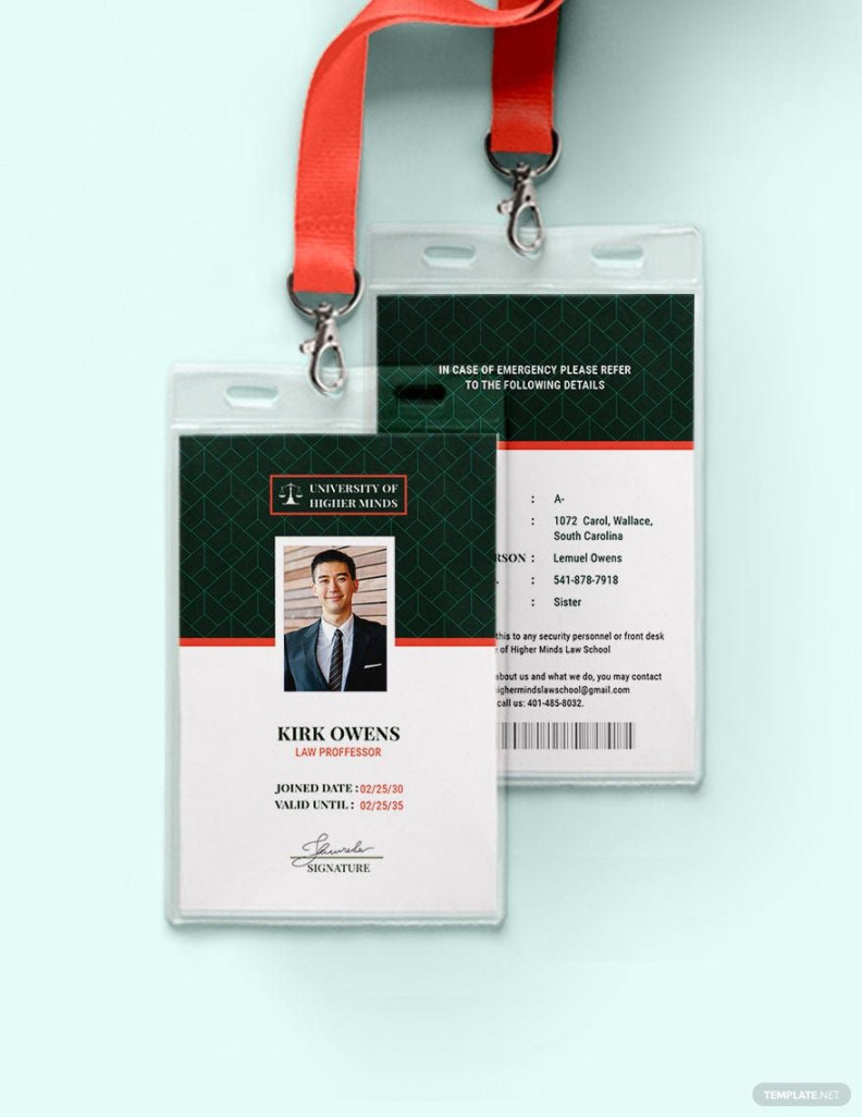 Professor ID Card Template in Pages, Word, Publisher, Illustrator