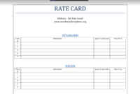 Rate Card Template For Word