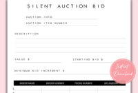 Auction Bid Card Template For Formal Events