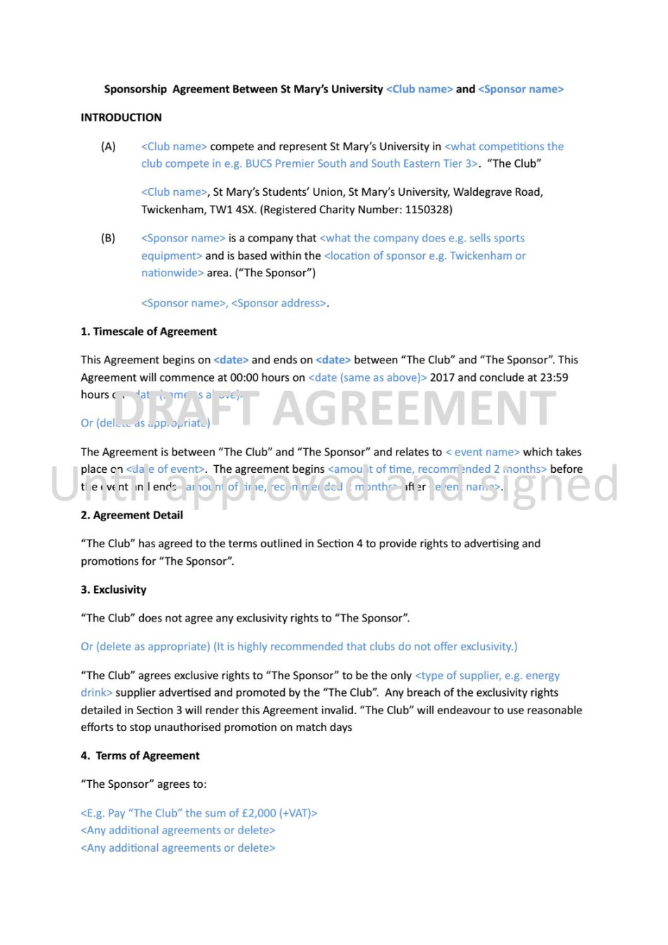 Sponsorship agreement template by SMSU - Issuu