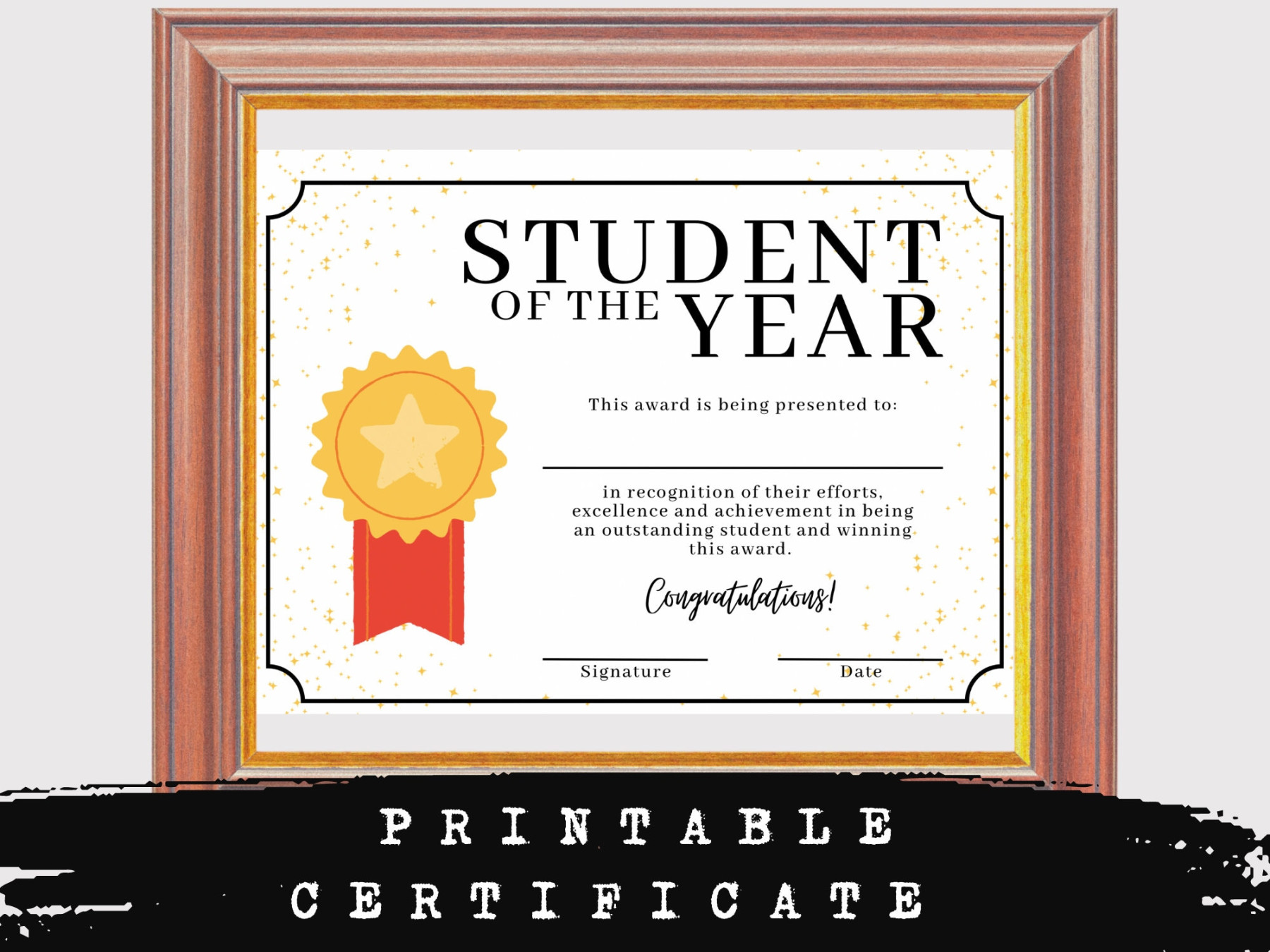 ZERTIFIKAT druckbar, Student of the Year Award, INSTANT DOWNLOAD