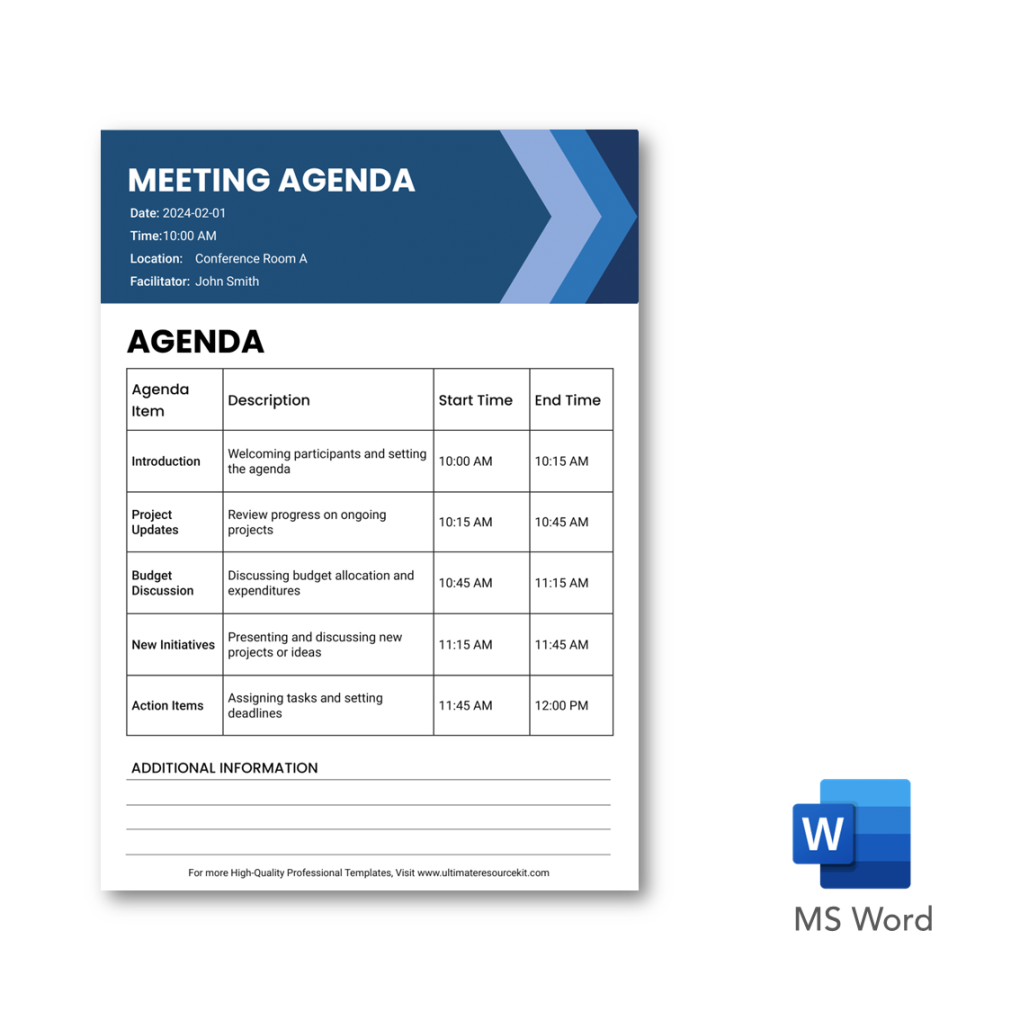 Comprehensive Meeting Agenda Template  High Quality Templates